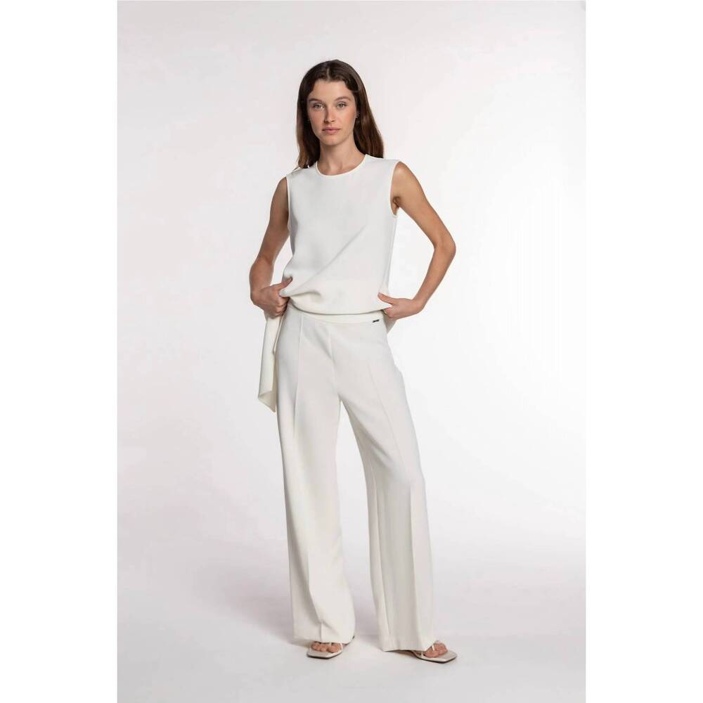NEW NAULOVER straight leg double crepe pant in crudo